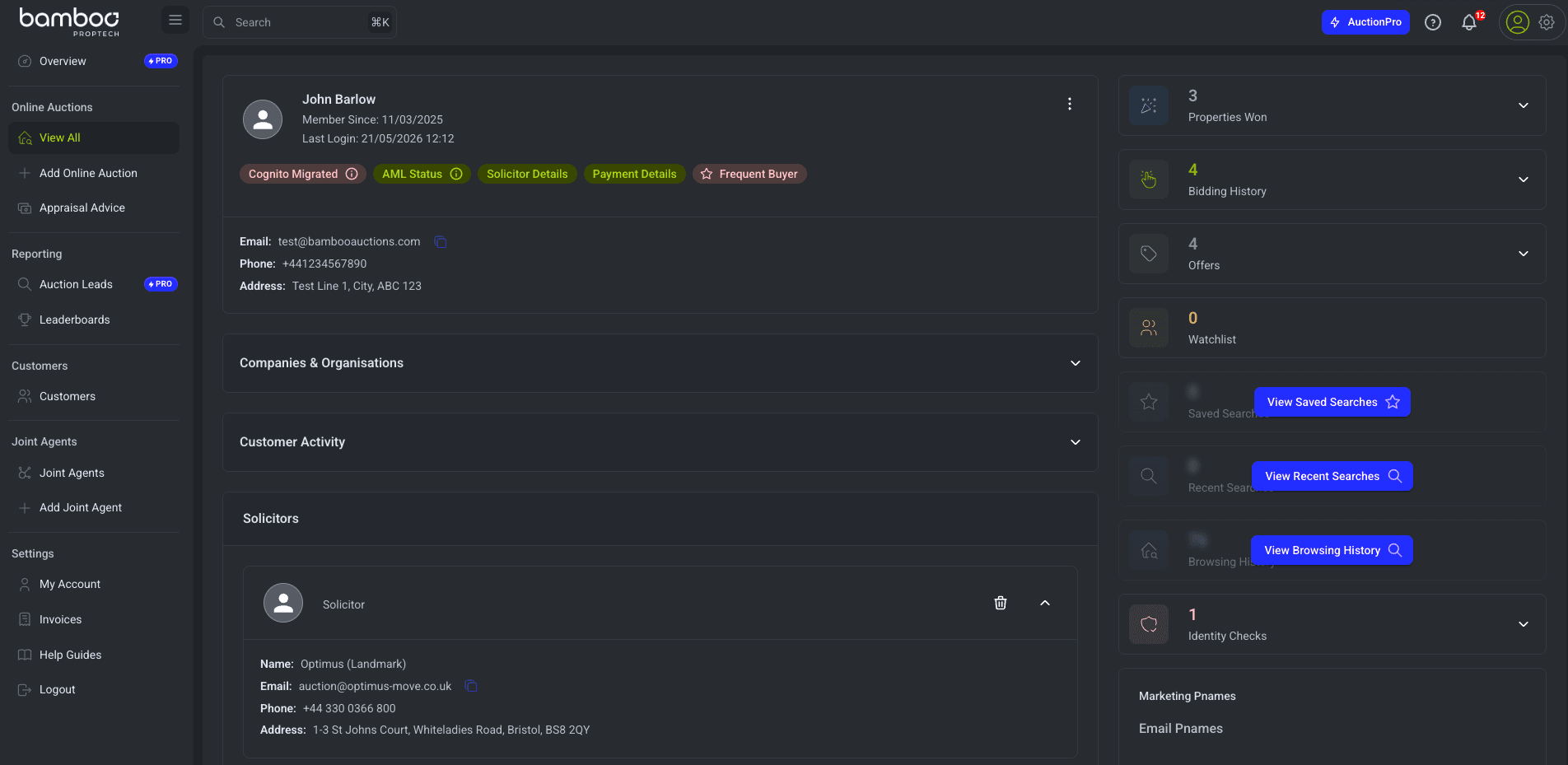 Dashboard Customer Details