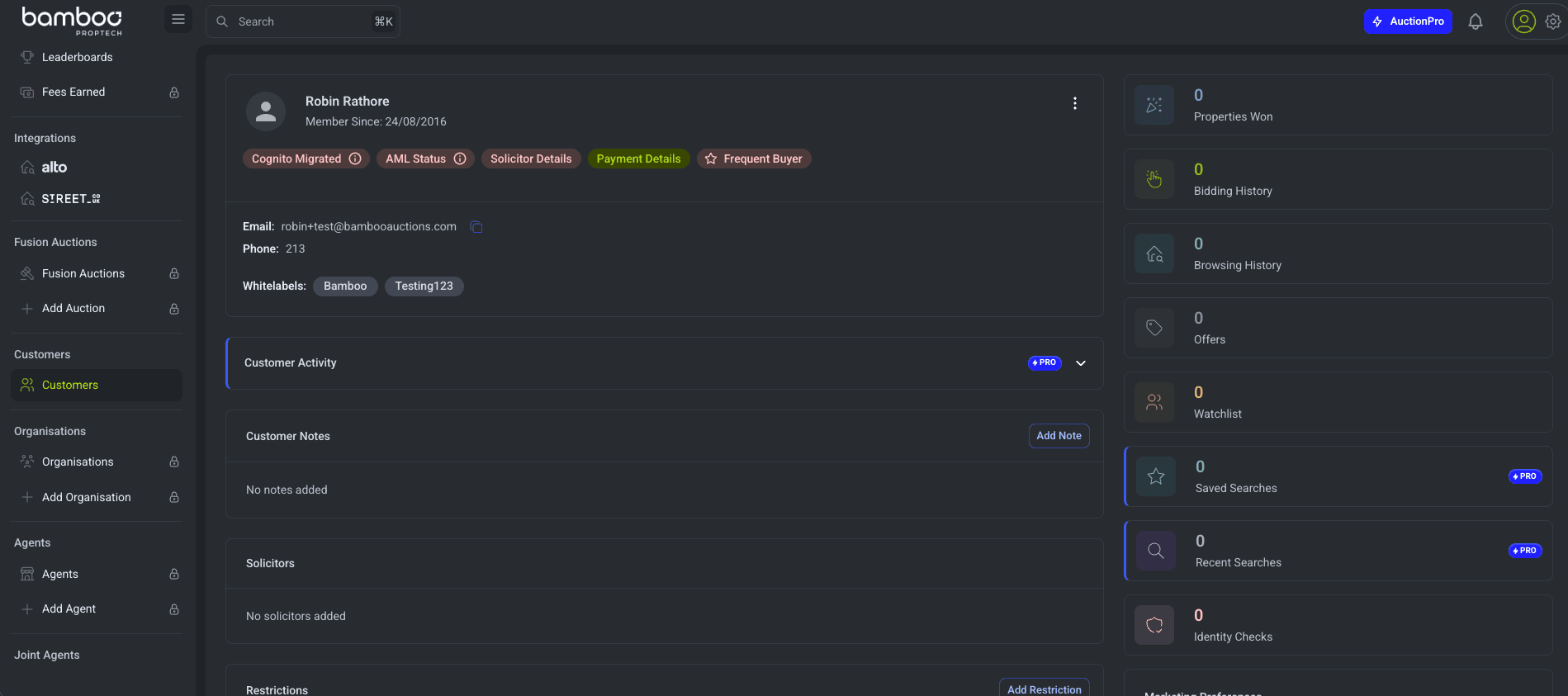 Dashboard Customer Details
