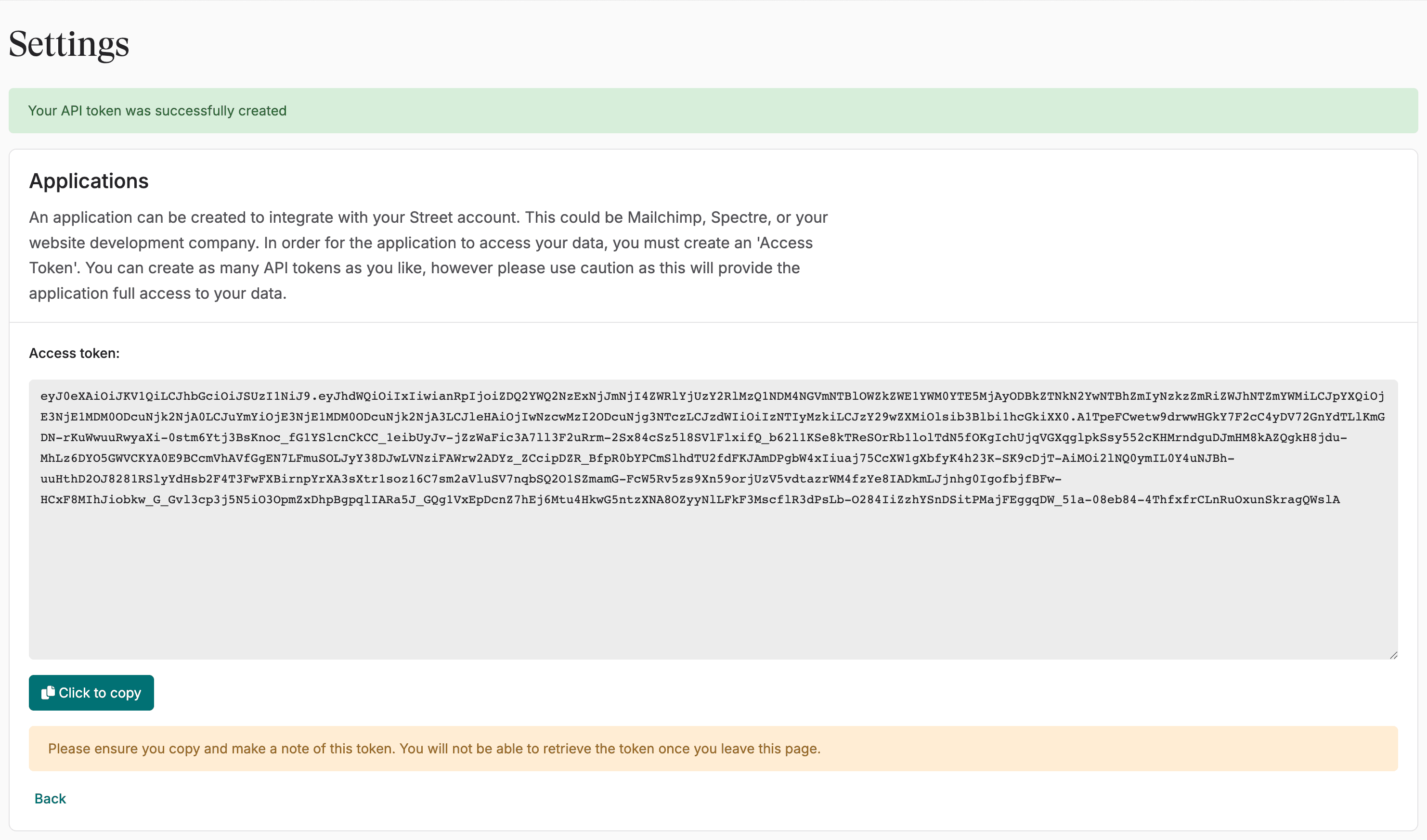 Street.co.uk Access Token