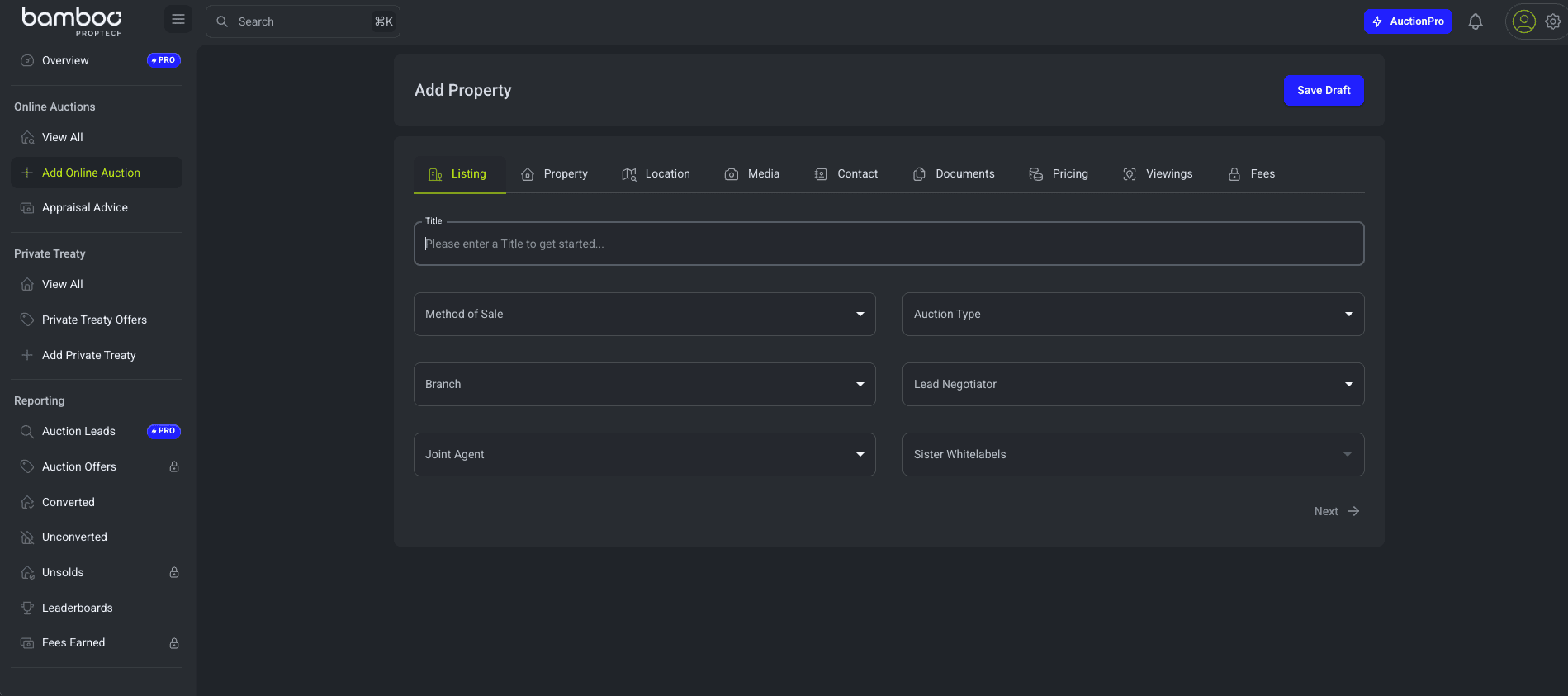 Dashboard Add Property