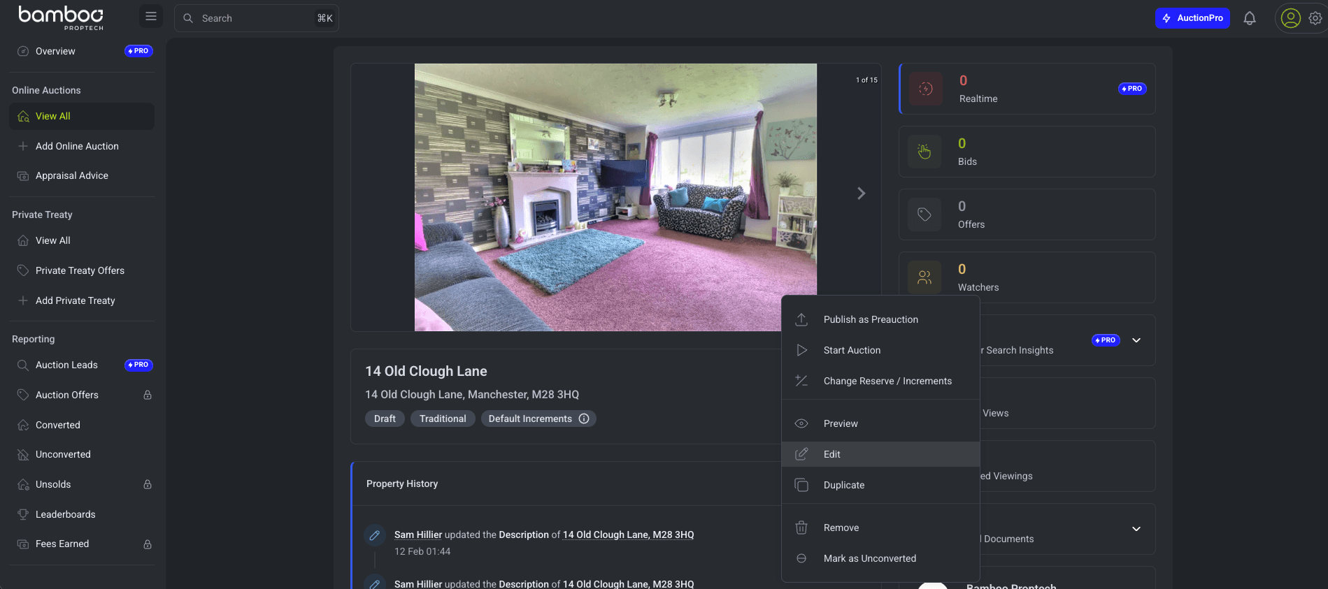 Dashboard Edit Property