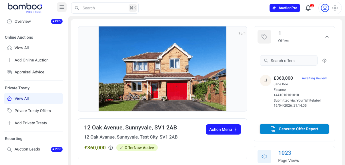 Generate Offer Report Button